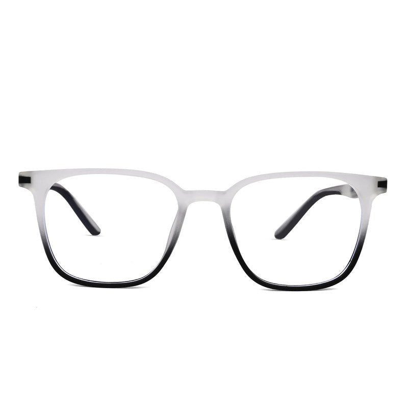 Blokz Transparent White & Black Medium Full Rim RECTANGLE Computer Glasses for Men & Women — Hashtag Eyewears