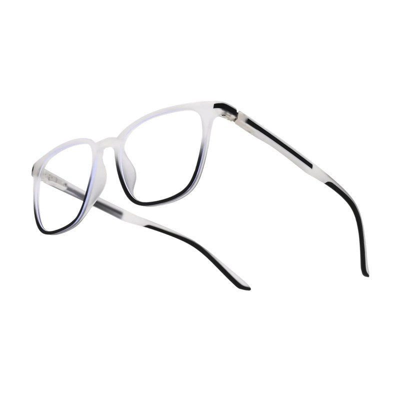 Blokz Transparent White & Black Medium Full Rim RECTANGLE Computer Glasses for Men & Women — Hashtag Eyewears