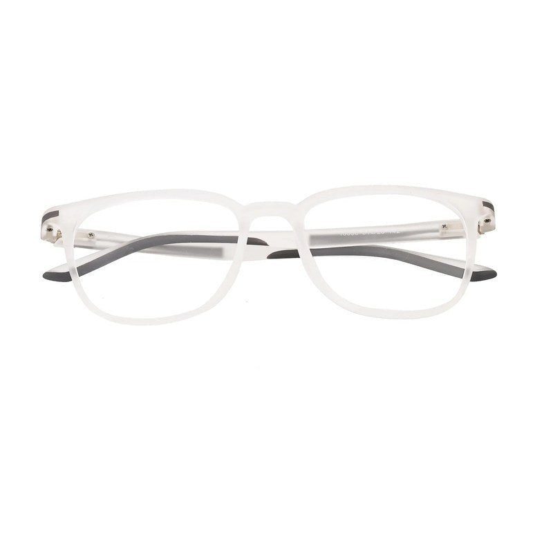 Blokz Transparent White Medium Full Rim RECTANGLE Computer Glasses for Men & Women — Hashtag Eyewears