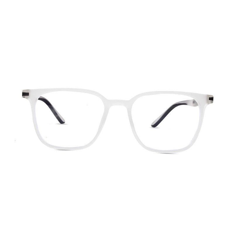 Blokz Transparent White Medium Full Rim RECTANGLE Computer Glasses for Men & Women — Hashtag Eyewears