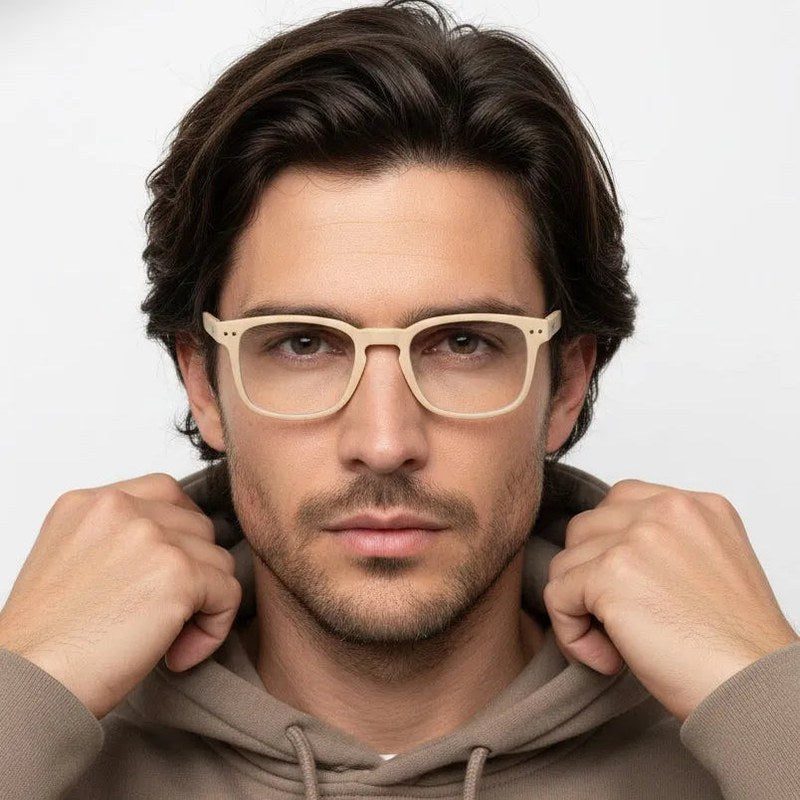 BluArmor Cream Medium Full Rim SQUARE Computer Glasses for Men & Women — Hashtag Eyewears