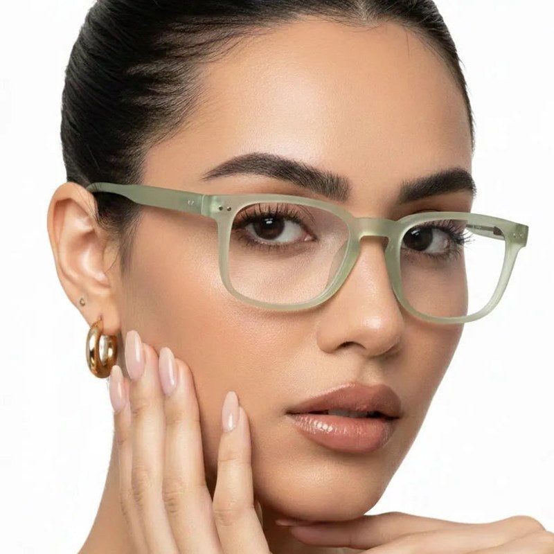 BluArmor Transparent Light Green Medium Full Rim SQUARE Computer Glasses for Men & Women — Hashtag Eyewears