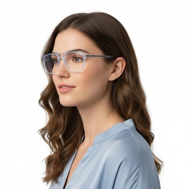 BluLite Transparent Light Blue & Transparent White Medium Full Rim Square Computer Glasses for Men & Women — Hashtag Eyewears
