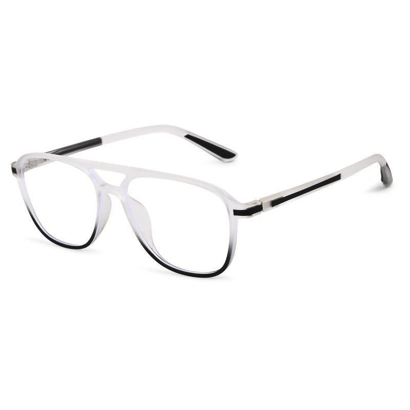 BluLite Transparent White & Black Medium Full Rim Square Computer Glasses for Men & Women — Hashtag Eyewears