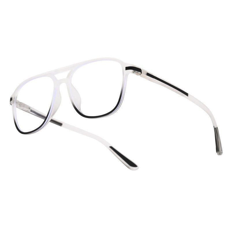 BluLite Transparent White & Black Medium Full Rim Square Computer Glasses for Men & Women — Hashtag Eyewears