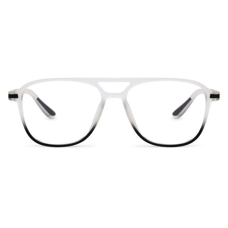 BluLite Transparent White & Black Medium Full Rim Square Computer Glasses for Men & Women — Hashtag Eyewears
