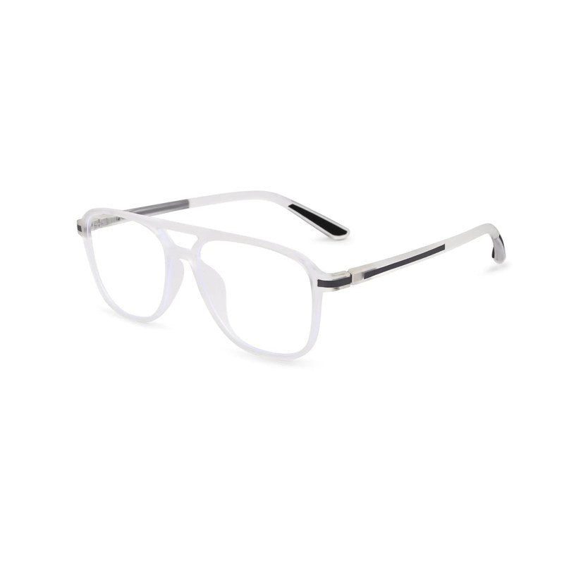 BluLite Transparent White Medium Full Rim Square Computer Glasses for Men & Women — Hashtag Eyewears