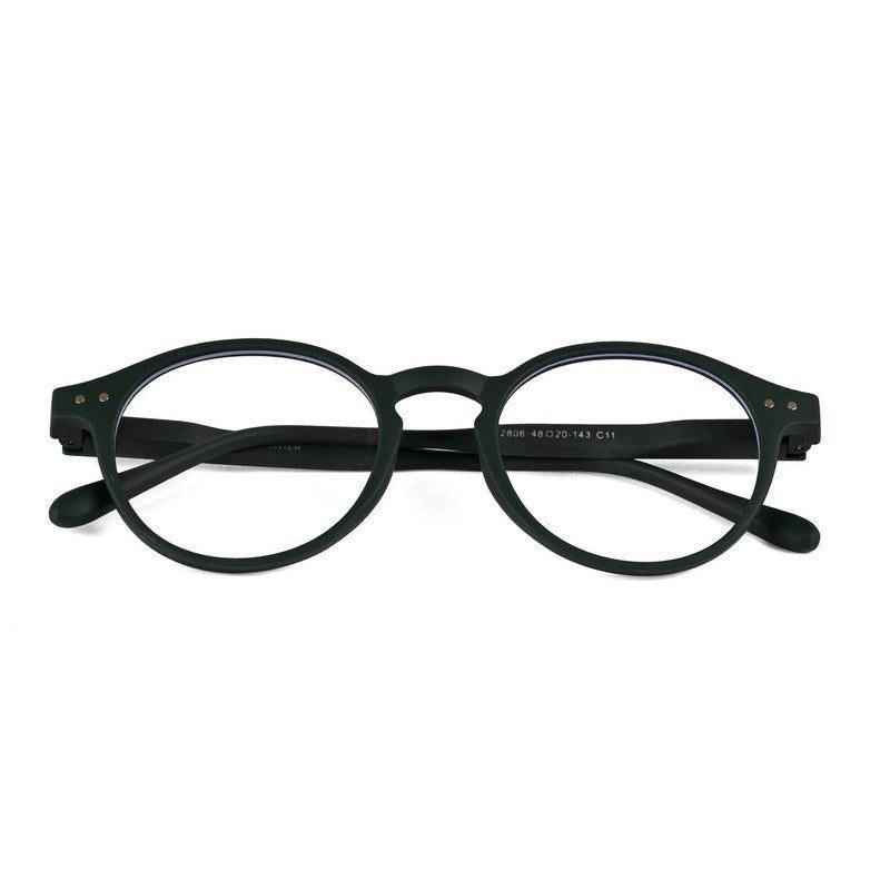 BluShield Green Medium Full Rim CIRCLE Computer Glasses for Men & Women — Hashtag Eyewears