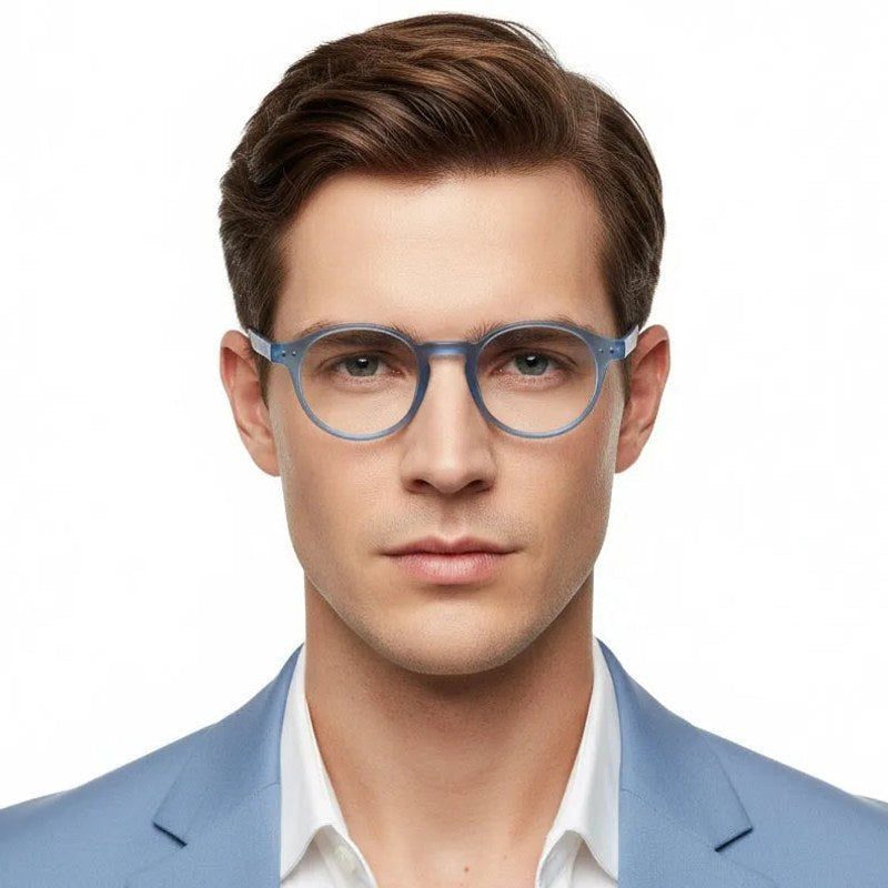 BluShield Transparent Blue Medium Full Rim CIRCLE Computer Glasses for Men & Women — Hashtag Eyewears