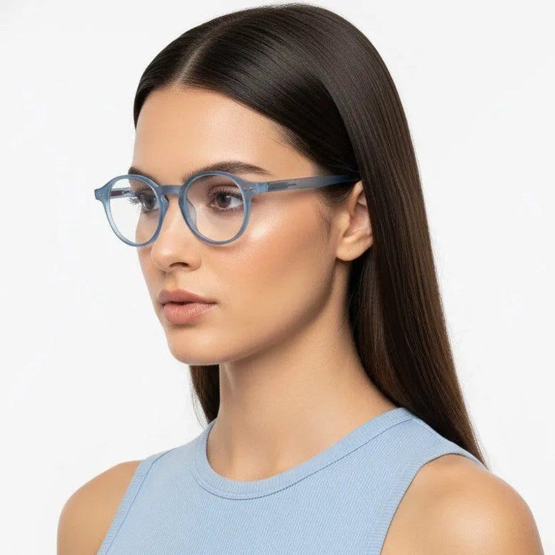 BluShield Transparent Blue Medium Full Rim CIRCLE Computer Glasses for Men & Women — Hashtag Eyewears