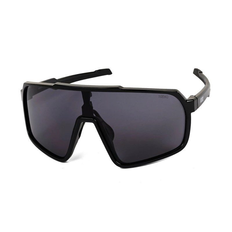 Bolt Black Extra-Large Half Rim Shield Sports Sunglasses for Men & Women — Hashtag Eyewears