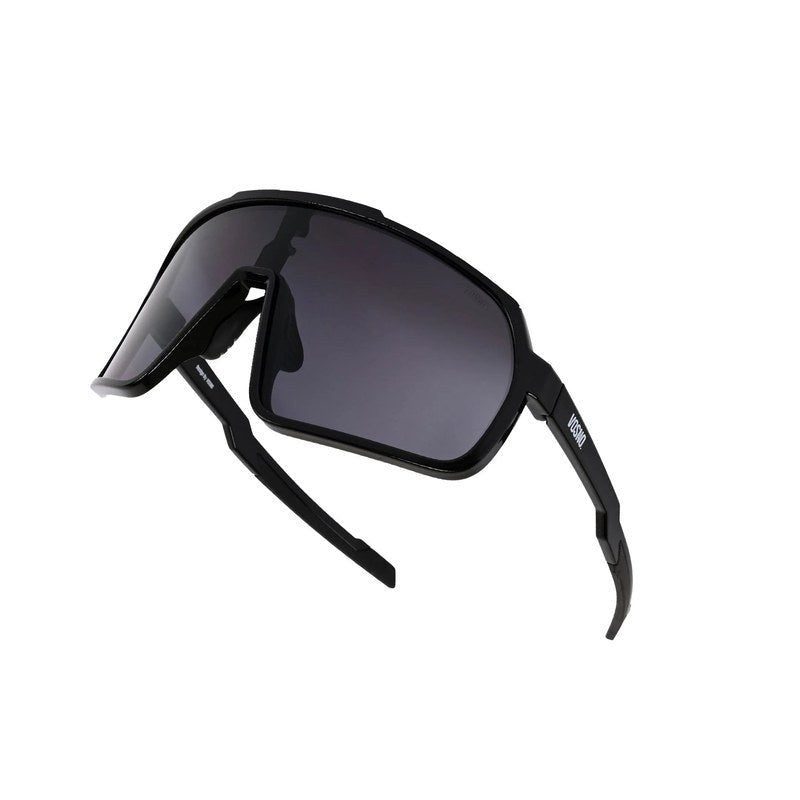 Bolt Black Extra-Large Half Rim Shield Sports Sunglasses for Men & Women — Hashtag Eyewears