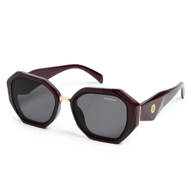 Brimstone Gradient Brown Medium Full Rim Hexagonal Sunglasses for Men & Women — Hashtag Eyewears