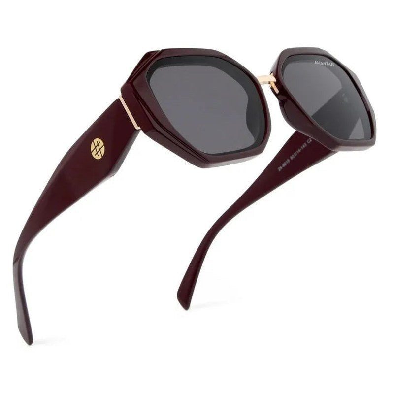 Brimstone Gradient Brown Medium Full Rim Hexagonal Sunglasses for Men & Women — Hashtag Eyewears