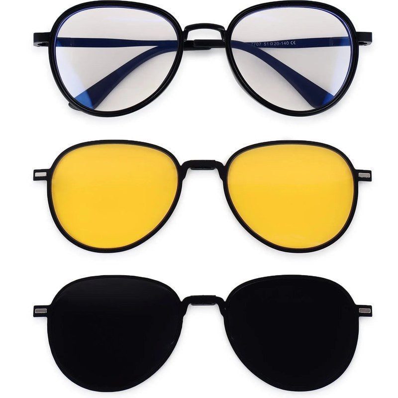 Caelium Black Large Full Rim Aviator Clip-on for Men & Women — Hashtag Eyewears