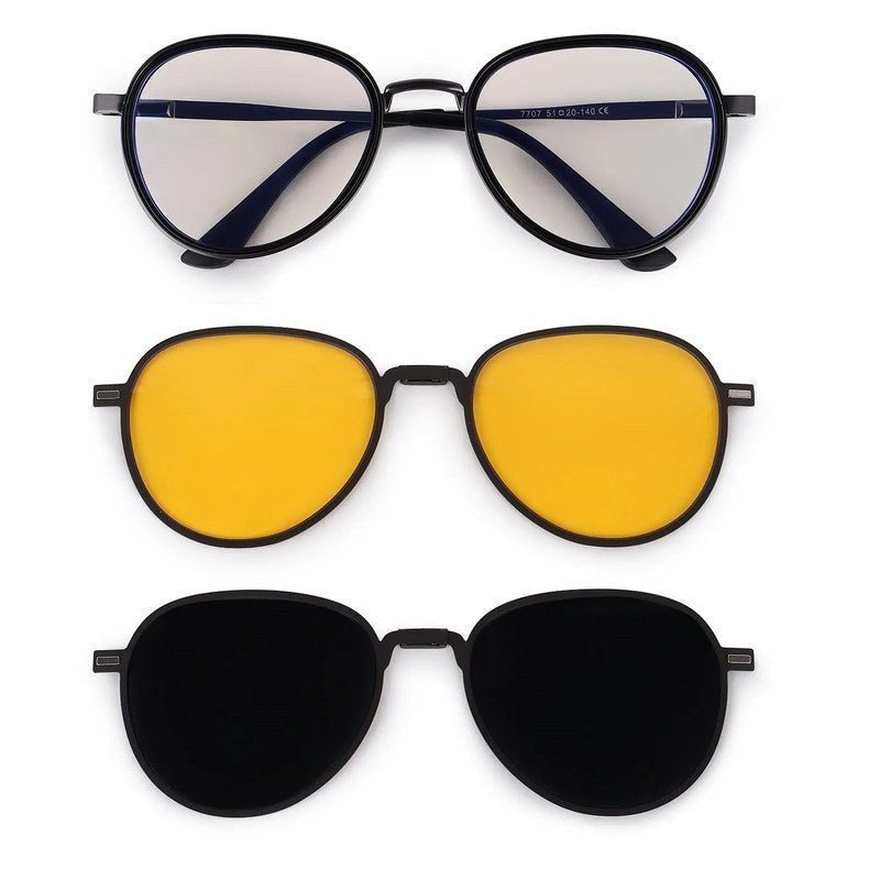 Caelium Grey & Black Large Full Rim Aviator Clip-on for Men & Women — Hashtag Eyewears