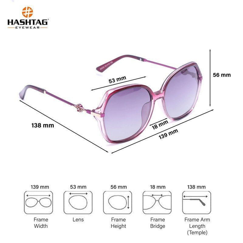 Calyra Gradient Purple Large Full Rim Square Sunglasses for Women — Hashtag Eyewears