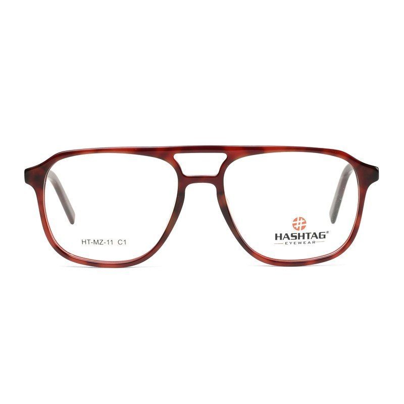 Cellulose Dark Reddish Brown Medium Full Rim Square with Spring Hinges Eyeglasses for Men — Hashtag Eyewears