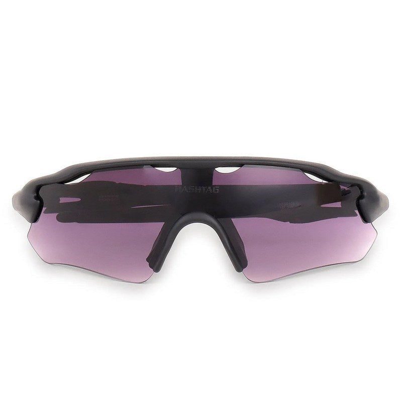 Chronos Black Medium Half Rim Shield Sports Sunglasses for Men & Women — Hashtag Eyewears