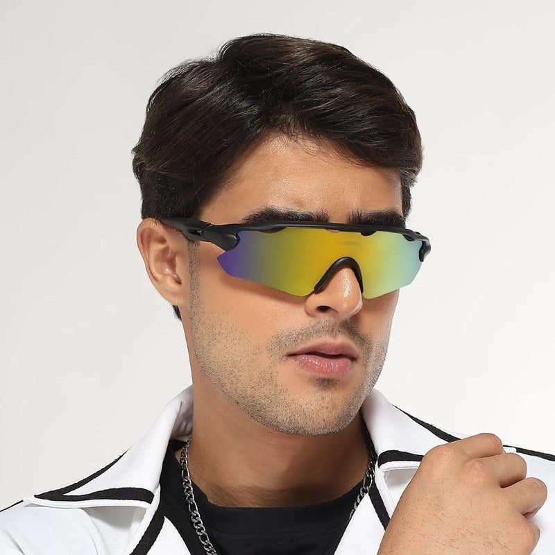 Chronos Grey Medium Half Rim Shield Sports Sunglasses for Men & Women — Hashtag Eyewears