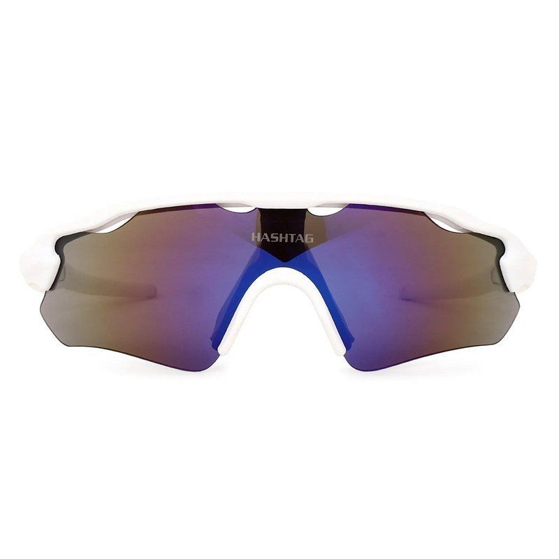 Chronos White Medium Half Rim Shield Sports Sunglasses for Men & Women — Hashtag Eyewears