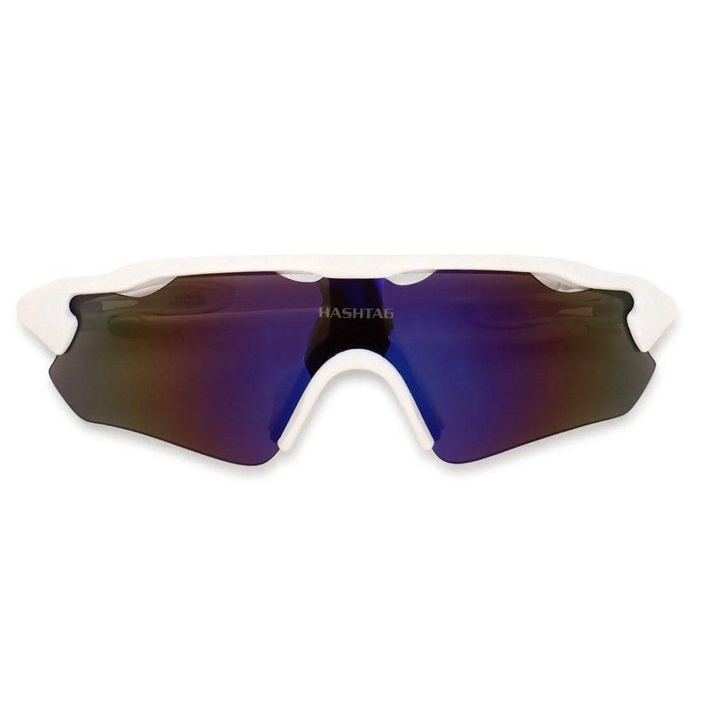 Chronos White Medium Half Rim Shield Sports Sunglasses for Men & Women — Hashtag Eyewears