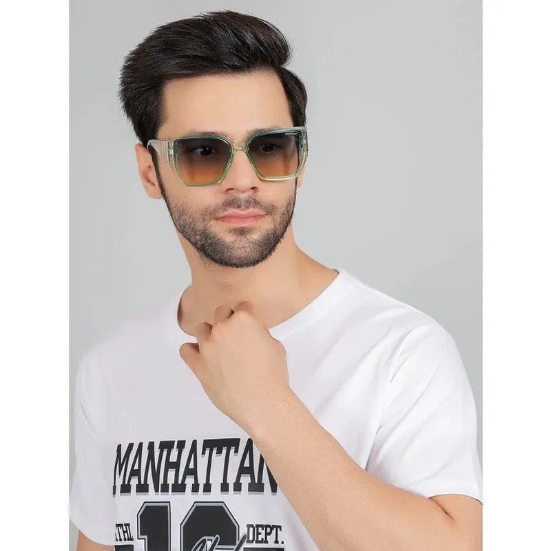 Chrysa Transparent Texture Brown Pink Gradient Large Full Rim Square Sunglasses for Men & Women — Hashtag Eyewears