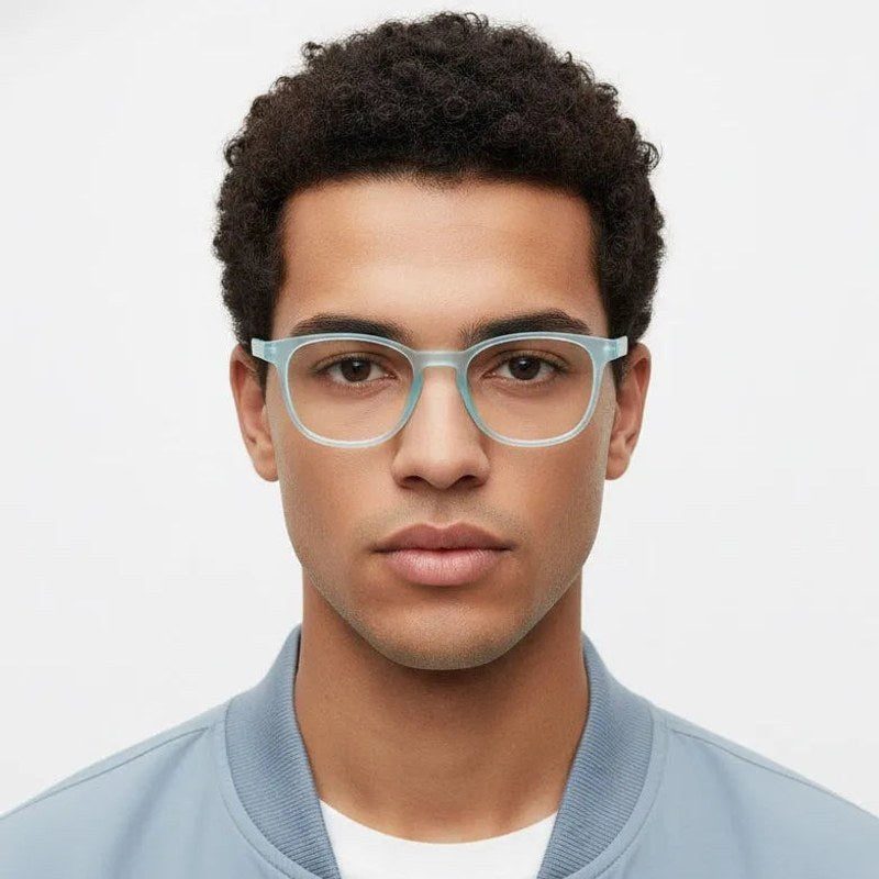 Clario Transparent Skyblue Medium Full Rim RECTANGLE Computer Glasses for Men & Women — Hashtag Eyewears