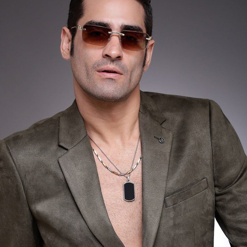 Clyra Gradient Brown Medium Rim Less Square Sunglasses for Men — Hashtag Eyewears