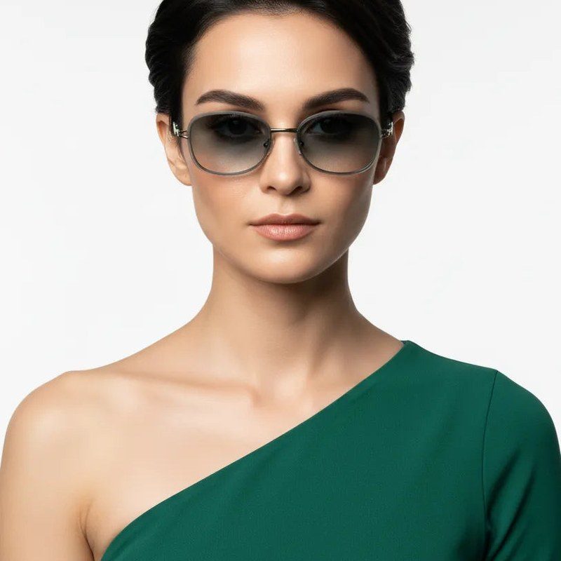 Crypta Green Medium Full Rim Oval Sunglasses for Women — Hashtag Eyewears
