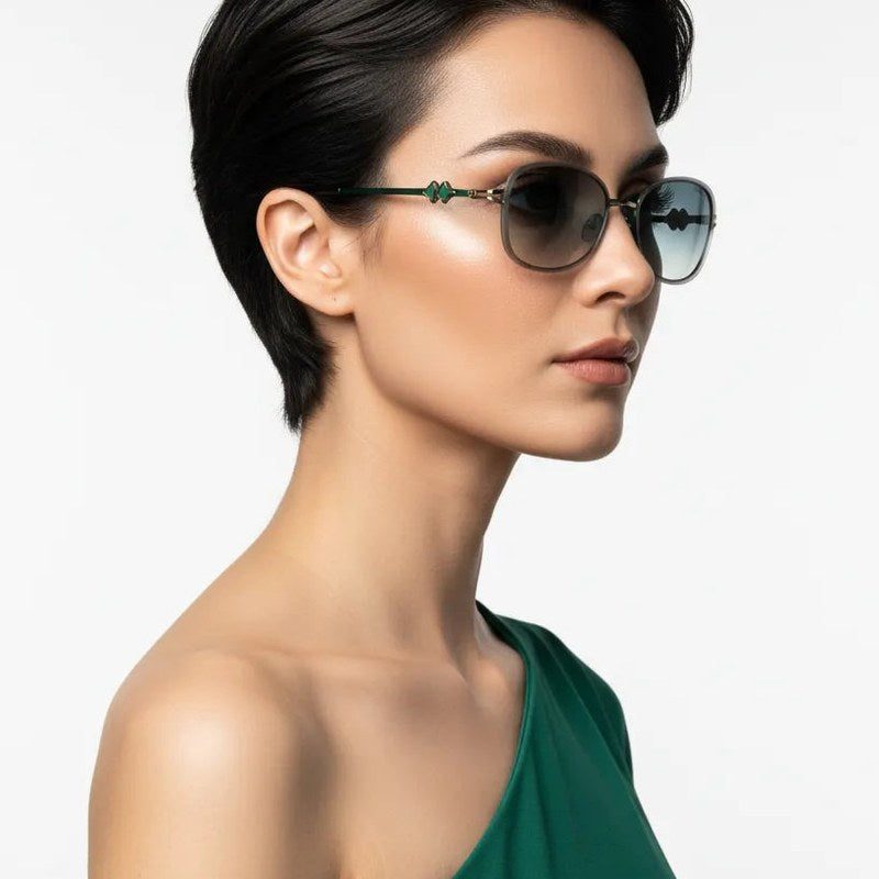 Crypta Green Medium Full Rim Oval Sunglasses for Women — Hashtag Eyewears