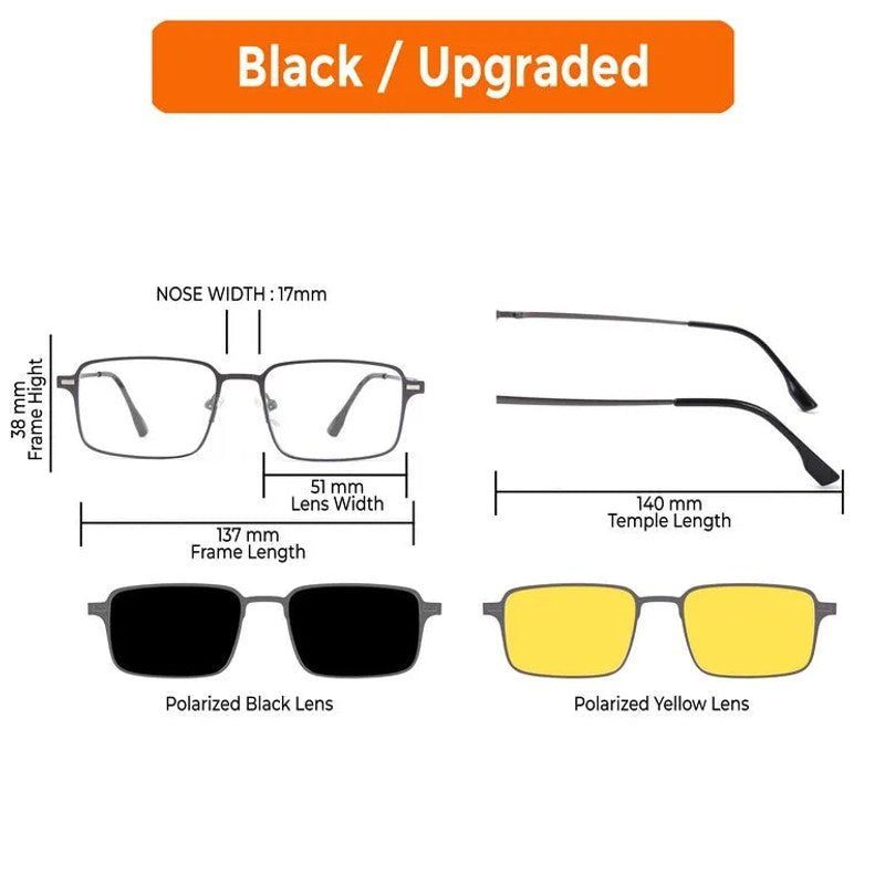 Crystar Grey Medium Full Rim Rectangle Clip-on for Men & Women — Hashtag Eyewears