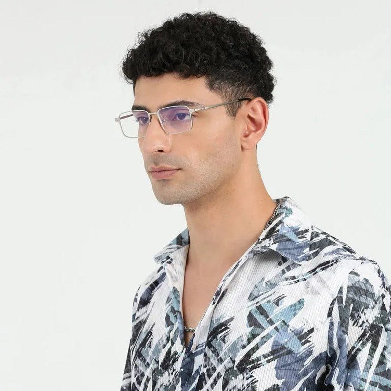 Crystar Silver Medium Full Rim Rectangle Clip-on for Men & Women — Hashtag Eyewears