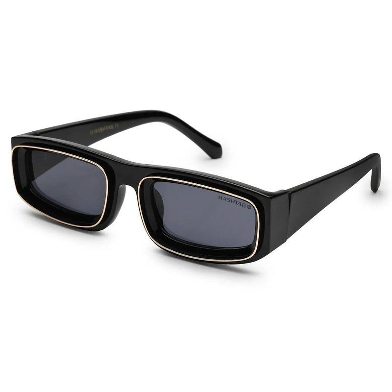 Crystix Black Small Full Rim Rectangle Sunglasses for Men & Women β Hashtag Eyewears