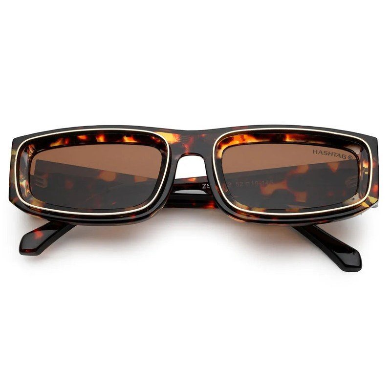 Crystix Brown Small Full Rim Rectangle Sunglasses for Men & Women — Hashtag Eyewears