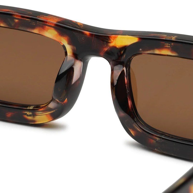 Crystix Brown Small Full Rim Rectangle Sunglasses for Men & Women — Hashtag Eyewears