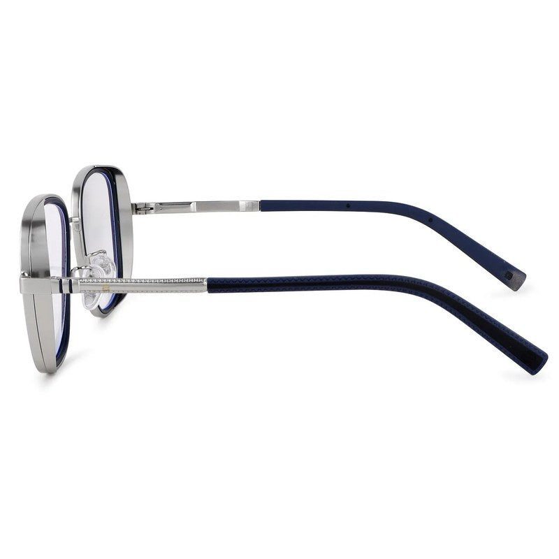 Cyronis Silver & Blue Large Full Rim Square Clip-on for Men & Women — Hashtag Eyewears