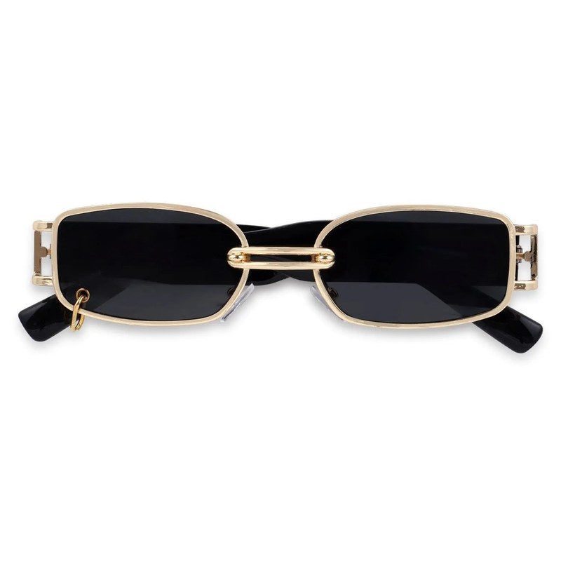 Darion Golden Small Full Rim Rectangle Sunglasses for Women — Hashtag Eyewears