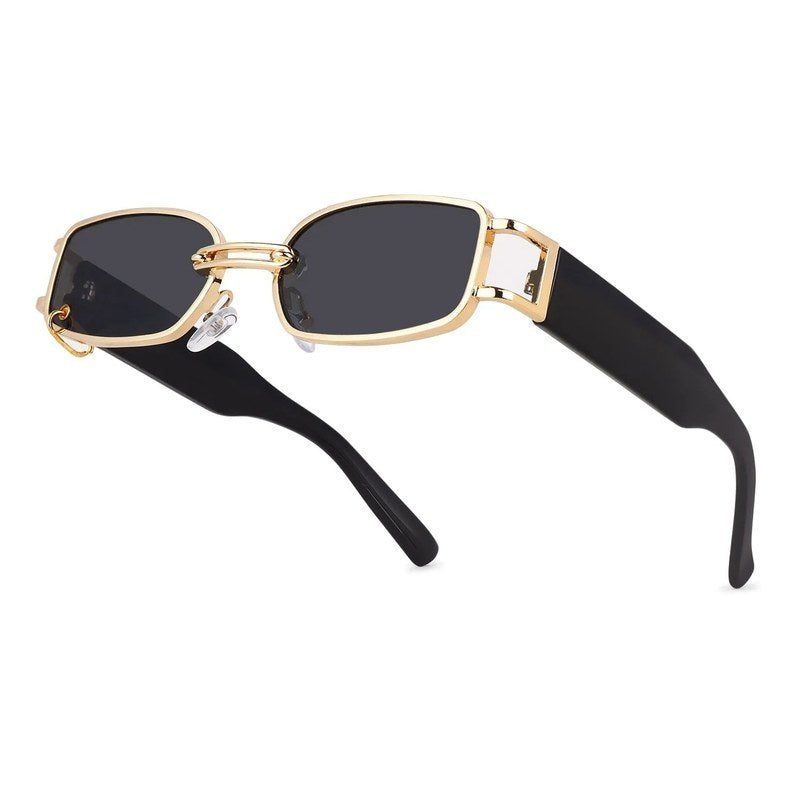Darion Golden Small Full Rim Rectangle Sunglasses for Women — Hashtag Eyewears
