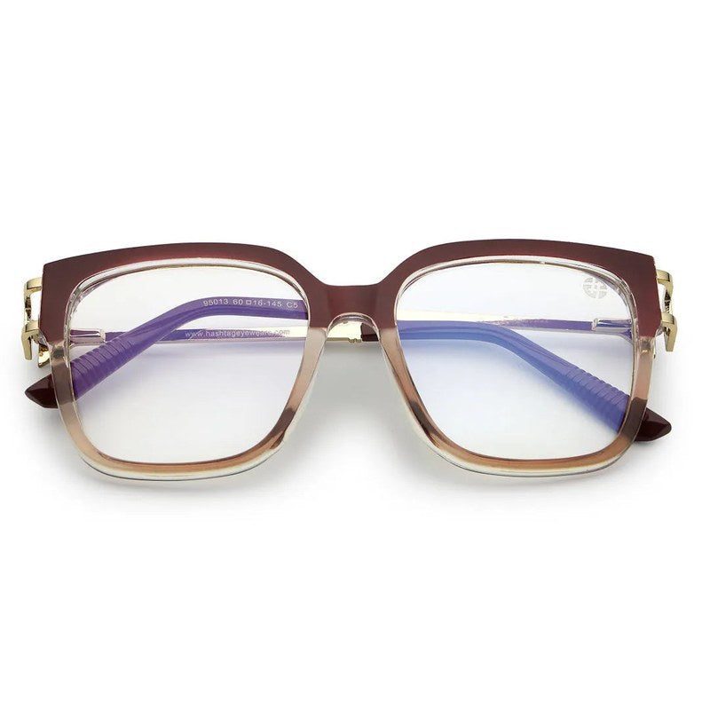 DayLight Transparent/Brown Large Full Rim Square Sunglasses for Men & Women — Hashtag Eyewears