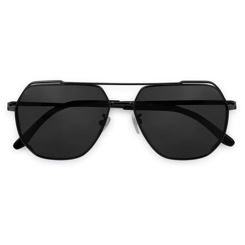 Drakara Black Large Full Rim Hexagonal Sunglasses for Men — Hashtag Eyewears