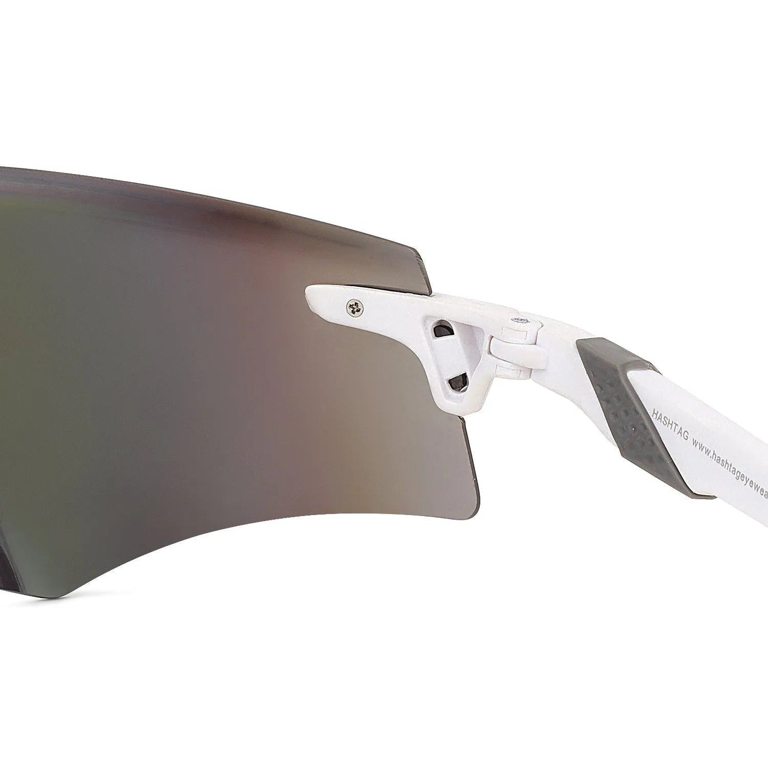 Drakion White Medium Rim Less Shield Sports Sunglasses for Men & Women — Hashtag Eyewears