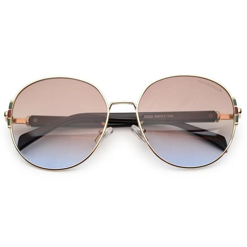 Drakon Gradient Brown Oversized Full Rim Round Sunglasses for Women — Hashtag Eyewears