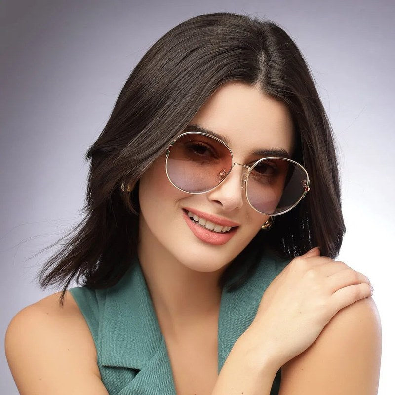 Drakon Gradient Brown Oversized Full Rim Round Sunglasses for Women — Hashtag Eyewears