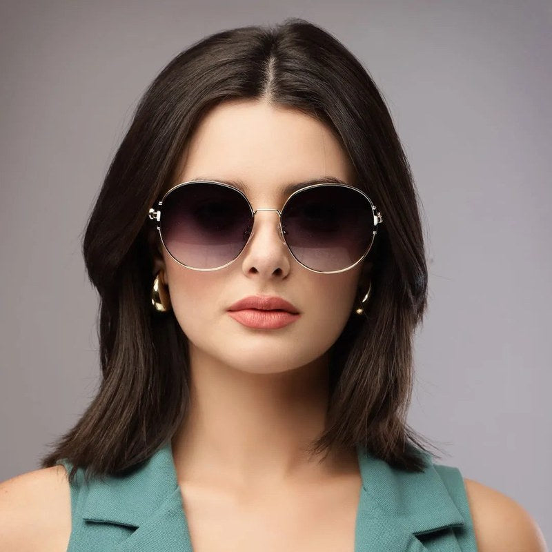 Drakon Gradient Purple Oversized Full Rim Round Sunglasses for Women — Hashtag Eyewears