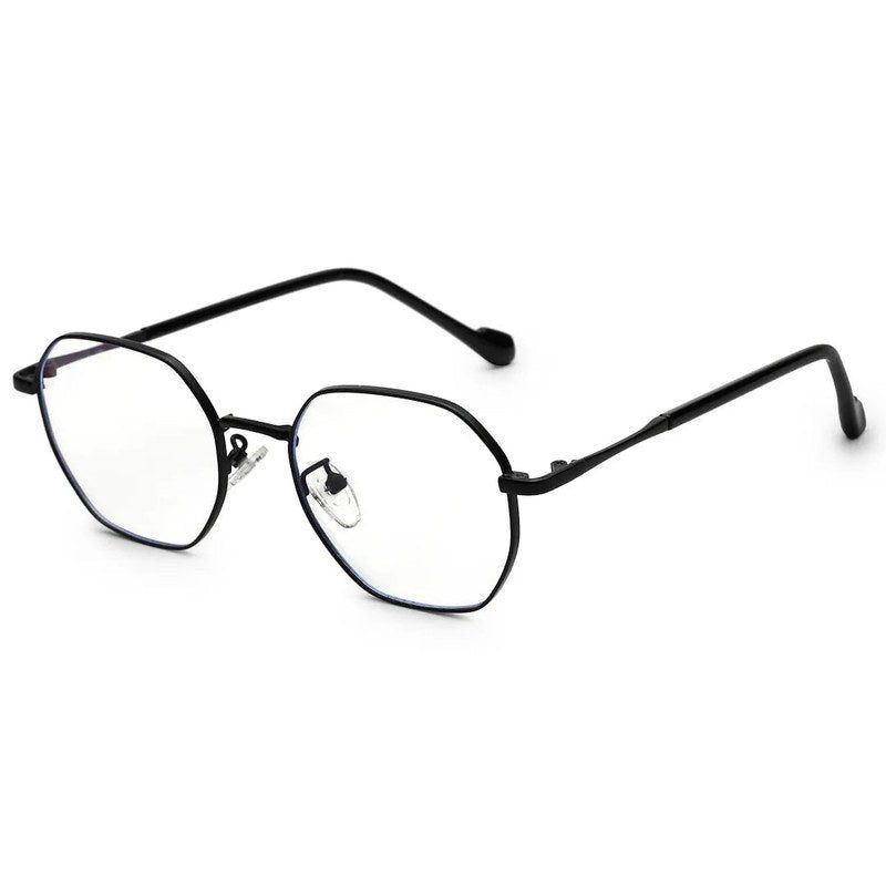 Dravon Black Medium Full Rim Hexagonal Computer Glasses for Men & Women — Hashtag Eyewears