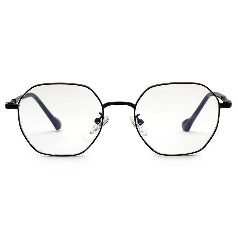 Dravon Black Medium Full Rim Hexagonal Computer Glasses for Men & Women — Hashtag Eyewears
