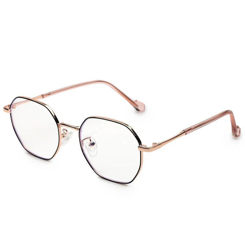 Dravon Golden Rose & Black Medium Full Rim Hexagonal Computer Glasses for Men & Women — Hashtag Eyewears