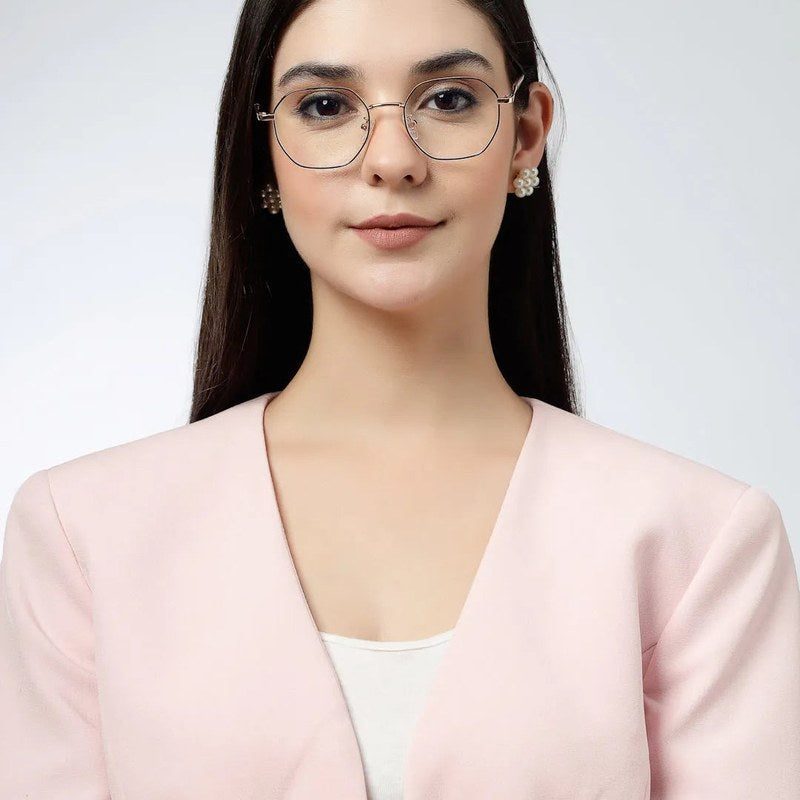 Dravon Golden Rose & Black Medium Full Rim Hexagonal Computer Glasses for Men & Women — Hashtag Eyewears