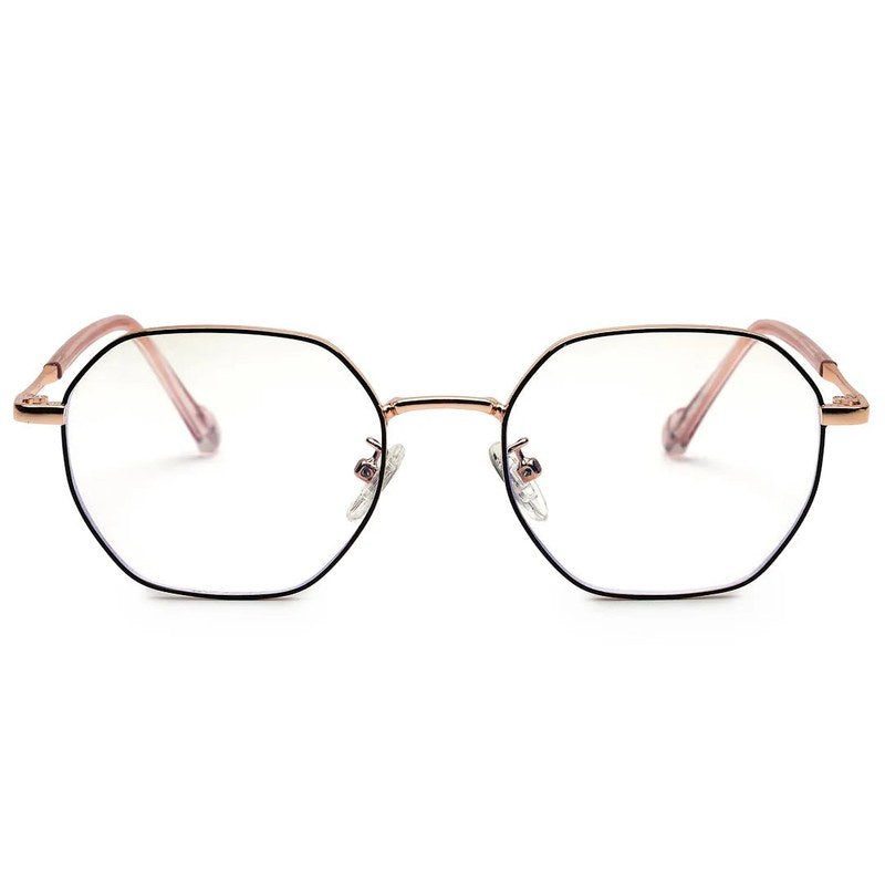 Dravon Golden Rose & Black Medium Full Rim Hexagonal Computer Glasses for Men & Women — Hashtag Eyewears